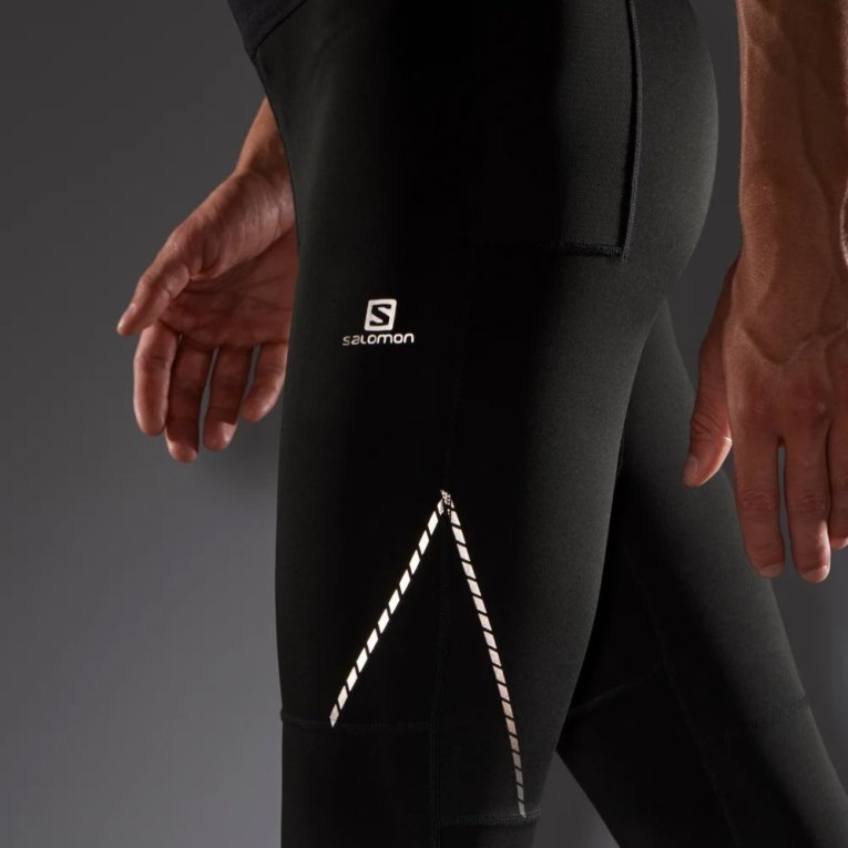 Black Salomon Cross Men's Running Tights | PH 81549E